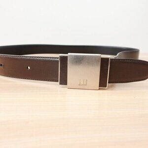 DUNHILL Belt Mens 36 90 Dark Brown Leather‎ Italian Dress Formal Genuine MEDIUM
